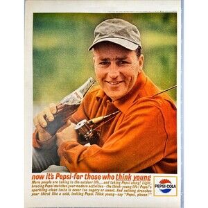 Pepsi-Cola "now it's Pepsi-for those who think young" Vintage Print Ad 1963